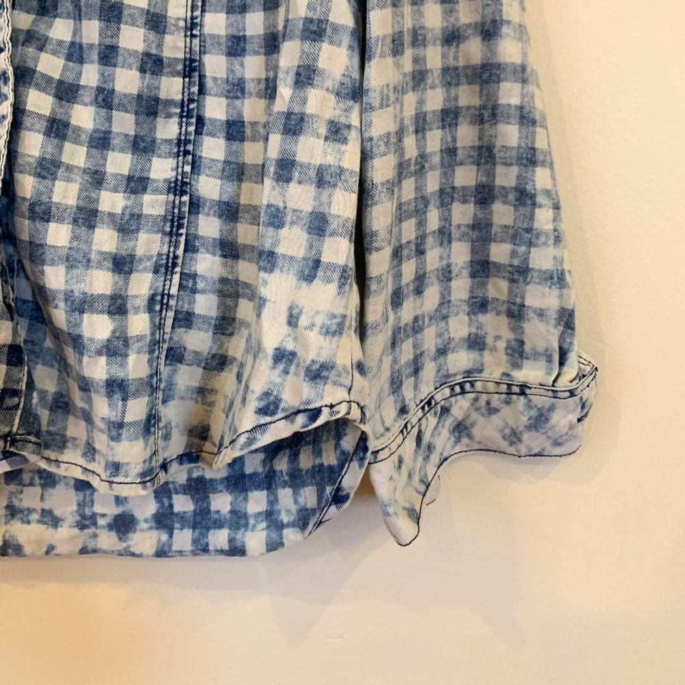 Altar'd State Distressed Plaid Button-up Top